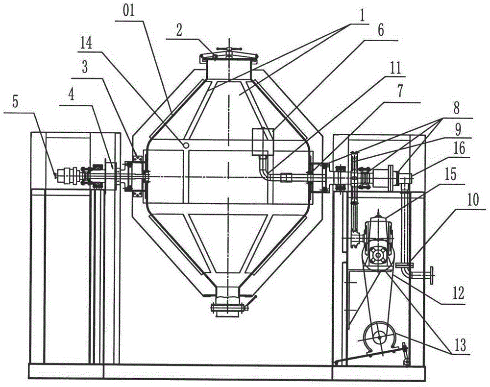 Electric heating biconical vacuum dryer