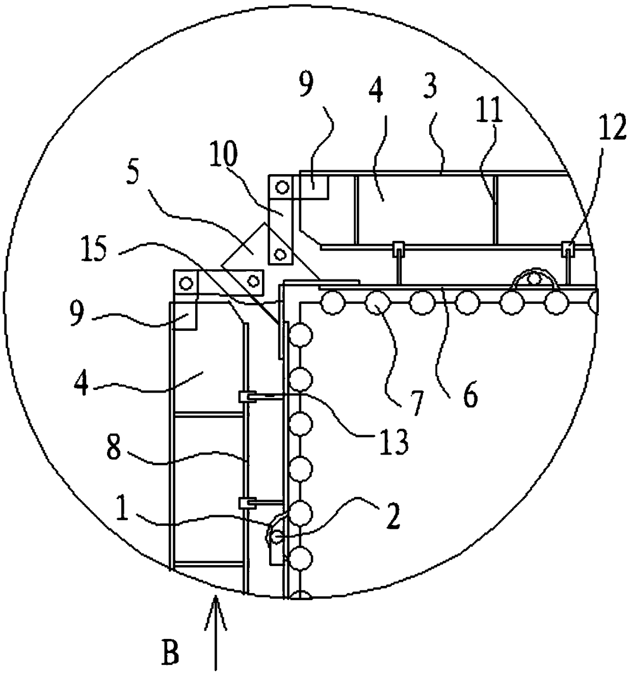 Support beam device for fixing boiler furnace water wall