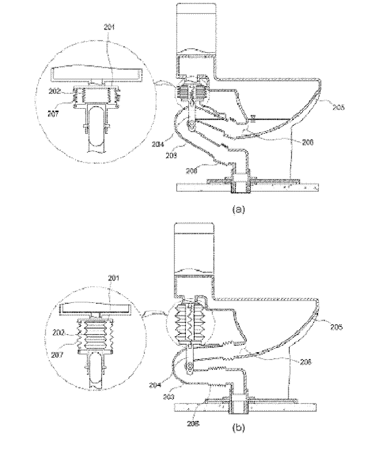 Variable, double, straight-line piping type of water-saving toilet