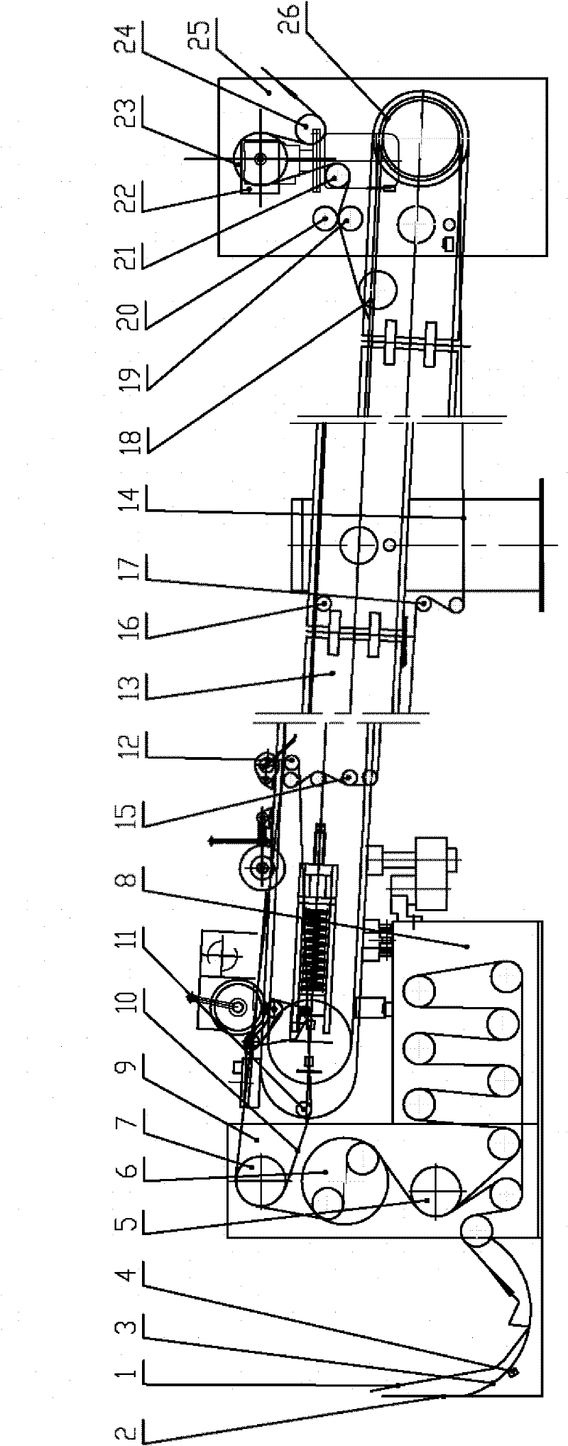 Vertical guide rail automatic cloth conveying device for transfer printing machine