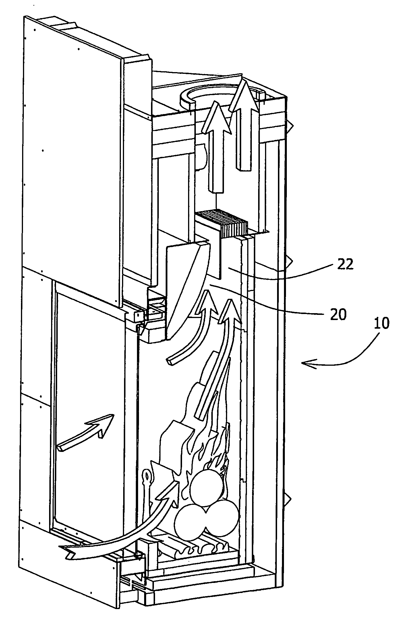 Low-emission fireplace assembly