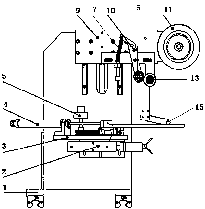 Adhesive tape pasting device for fishing rod adhesive tape winding machine