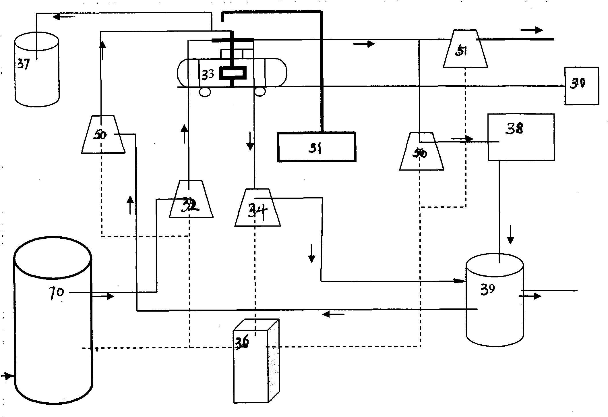 New energy-saving cleaning technology and device of light oil rail tanker, liquefied gas tanker or ammonia tanker