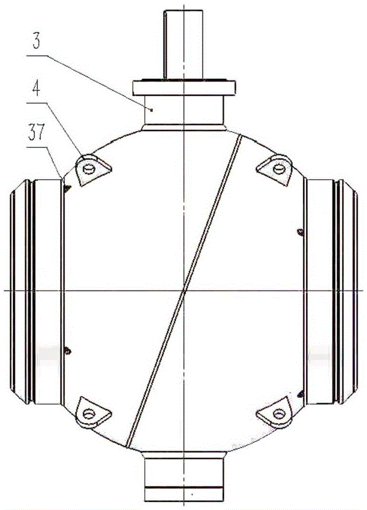 Novel ball valve opening and closing piece and spherical monoclinic weld joint type all-welded ball valve comprising same