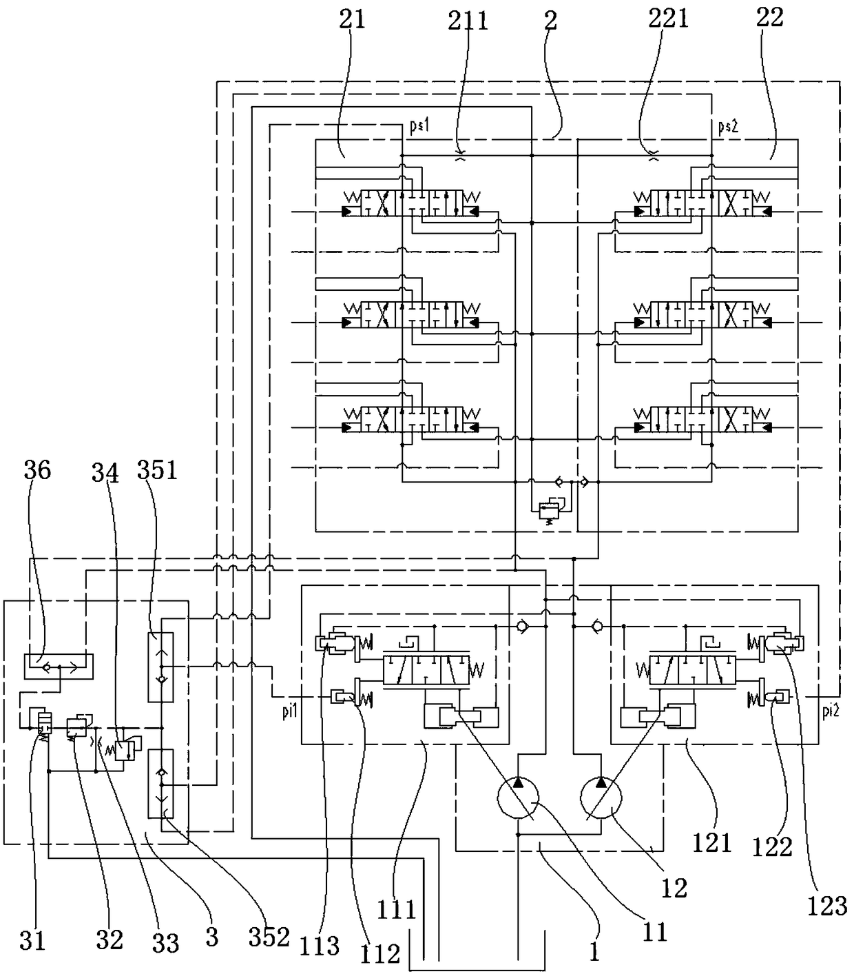 Negative flow hydraulic control oil circuit and hydraulic system and excavator