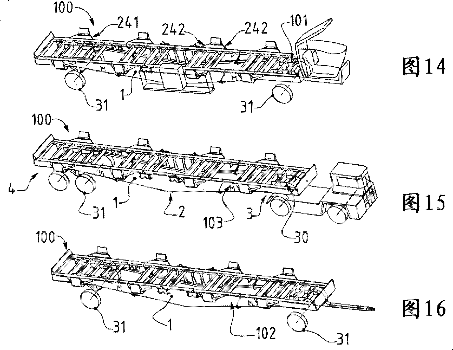 Module for the modular frame of a heavy load transport vehicle