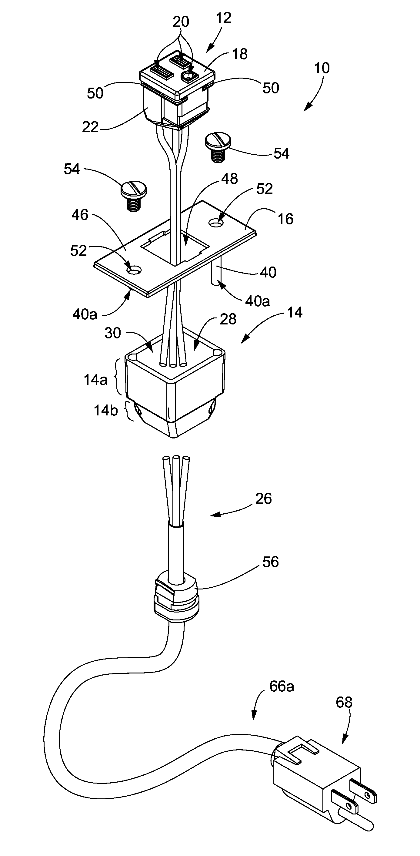 Electrical receptacle assembly with housing