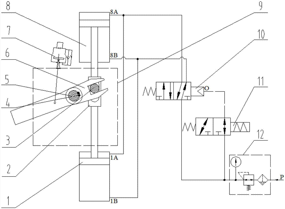 Pneumatic actuating mechanism for one-way damping valve