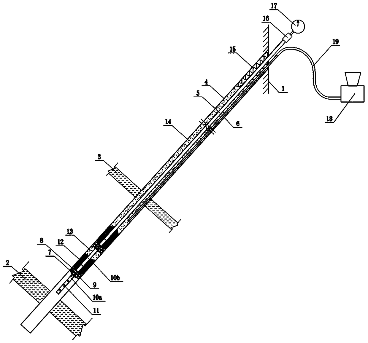 Large-depression-angle long-distance coal seam gas pressure testing drill hole cement mortar hole-sealing method