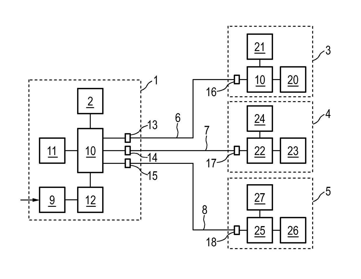 Apparatus for powering an electrical consumer via a data connection