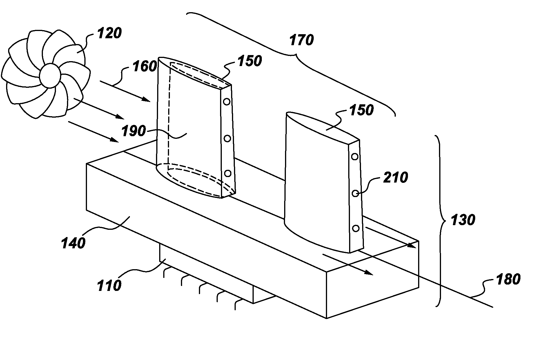 Shaped heat sinks to optimize flow