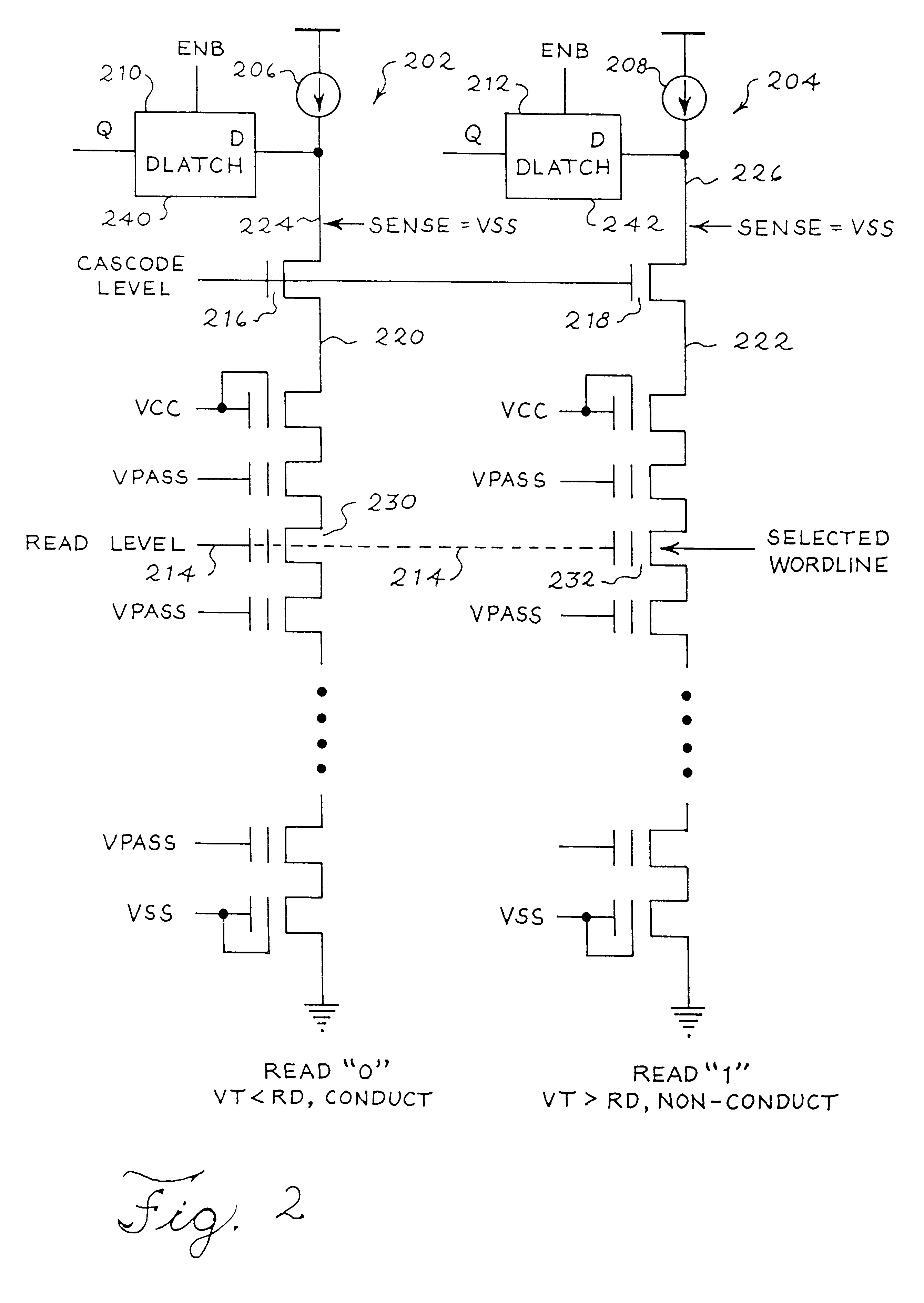 Descending staircase read technique for a multilevel cell NAND flash memory device