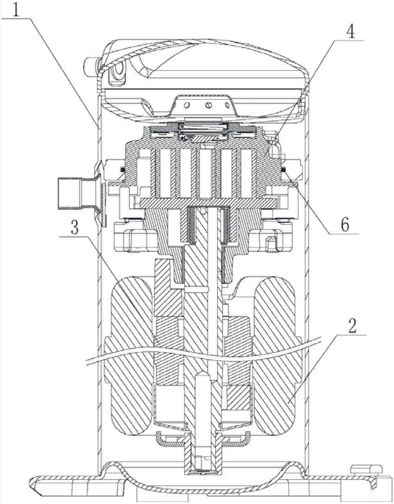 Novel noise-reducing scroll compressor