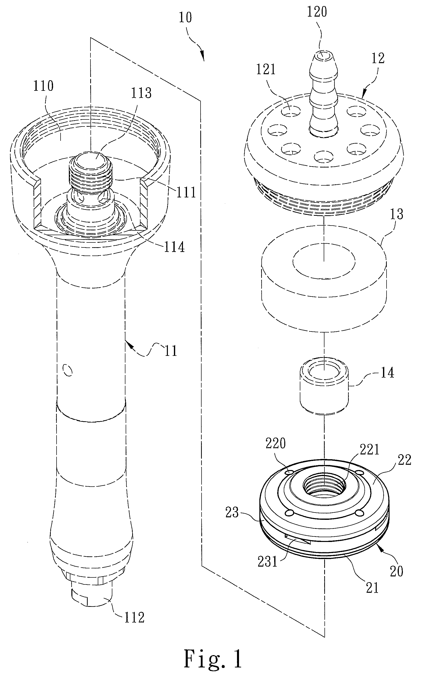 Pneumatic turbine motor air chamber