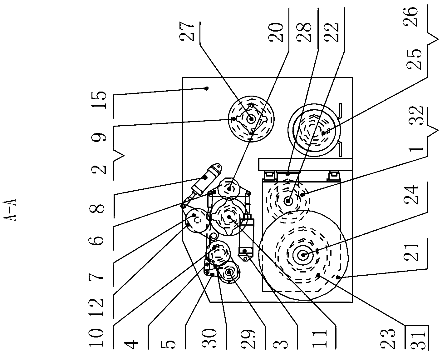 Floating roll feedback type yarn tension control device of one-time warping machine