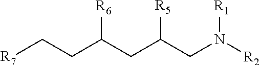 Branched trialkylamine precursors, intermediates, products made therefrom and processes of manufacture