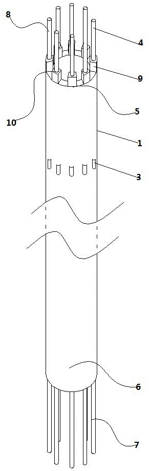 Implantable end sampling tube for medical use