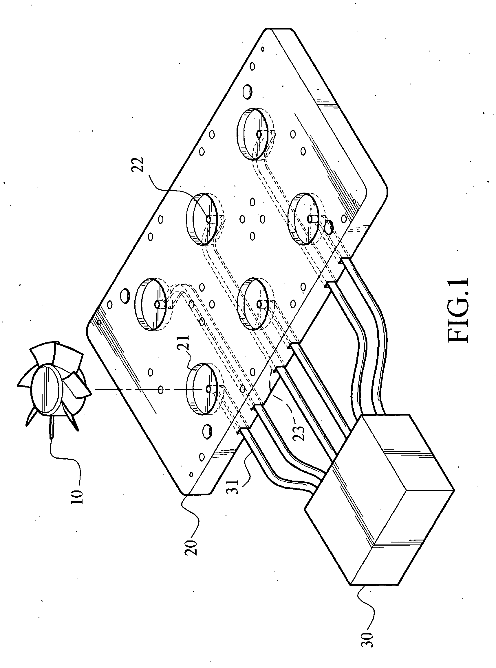 Vacuum adsorbing apparatus for fan positioning