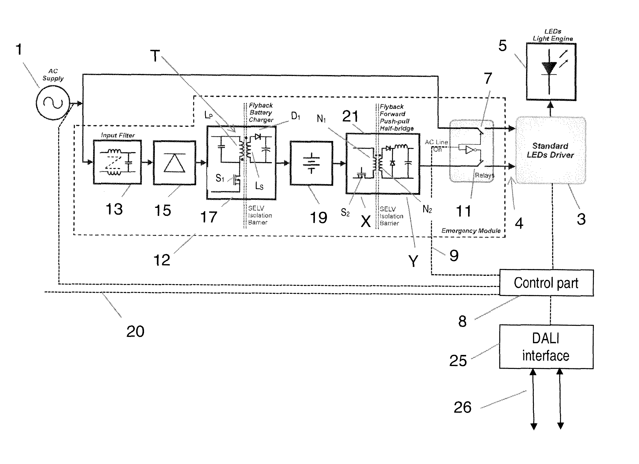 Lamp unit power supply system