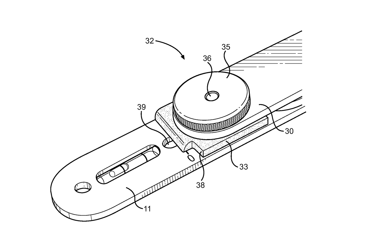 Pivoting construction square and multipurpose measuring tool