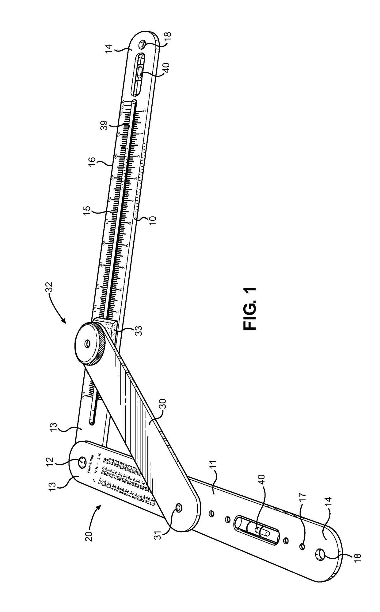 Pivoting construction square and multipurpose measuring tool