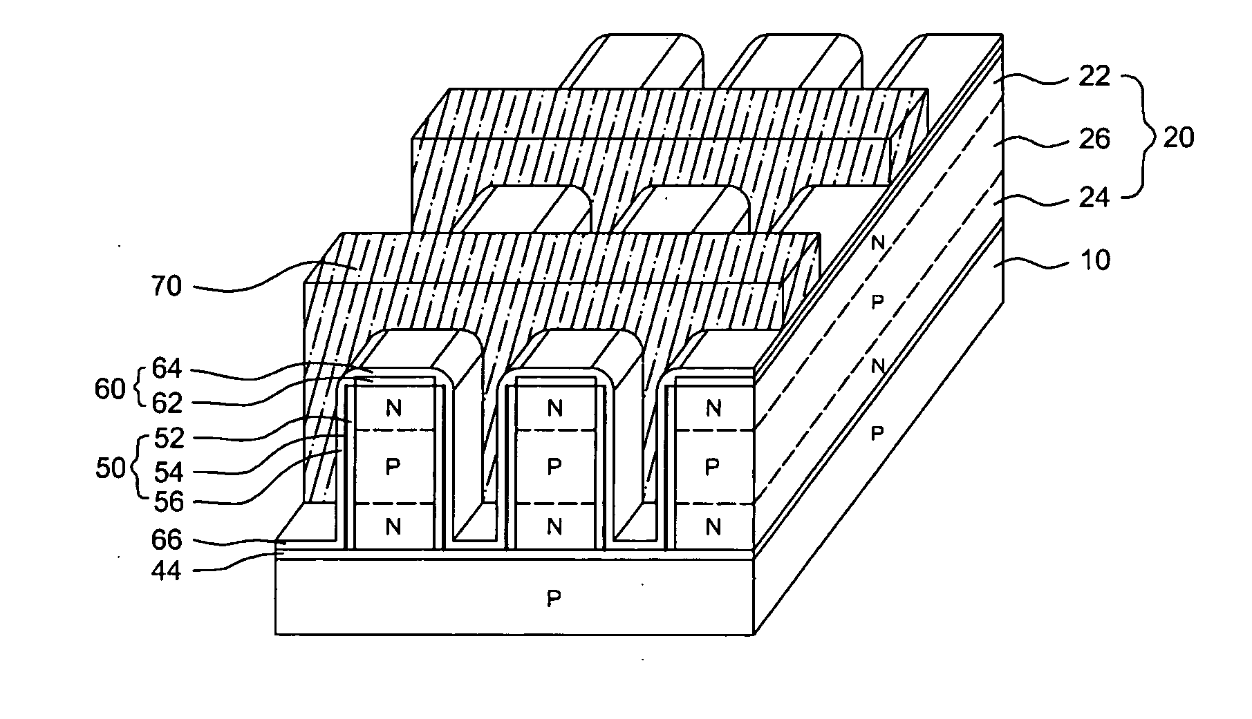 Memory cell device having vertical channel and double gate structure