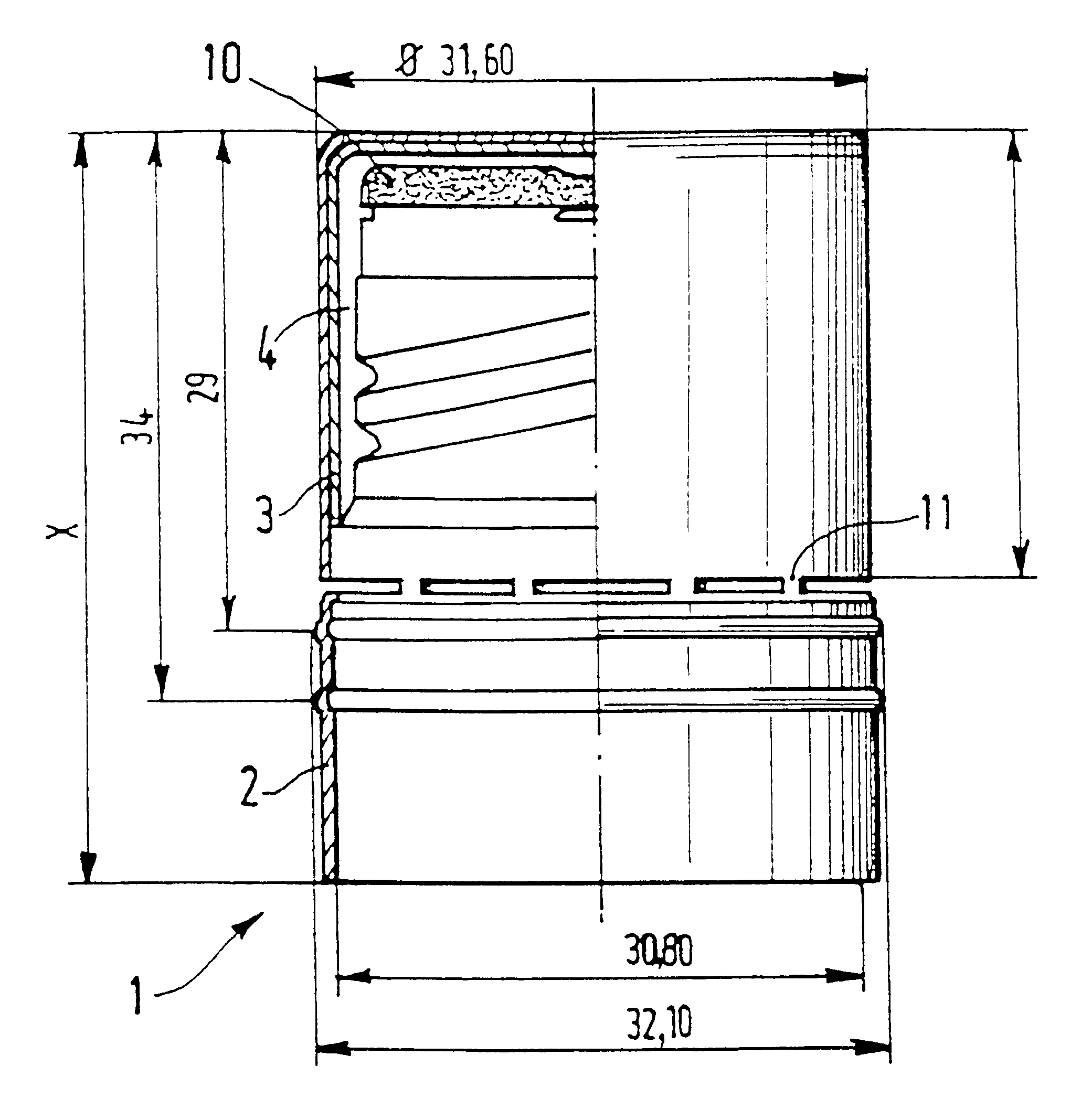 Sealing metal cap with plastic insert