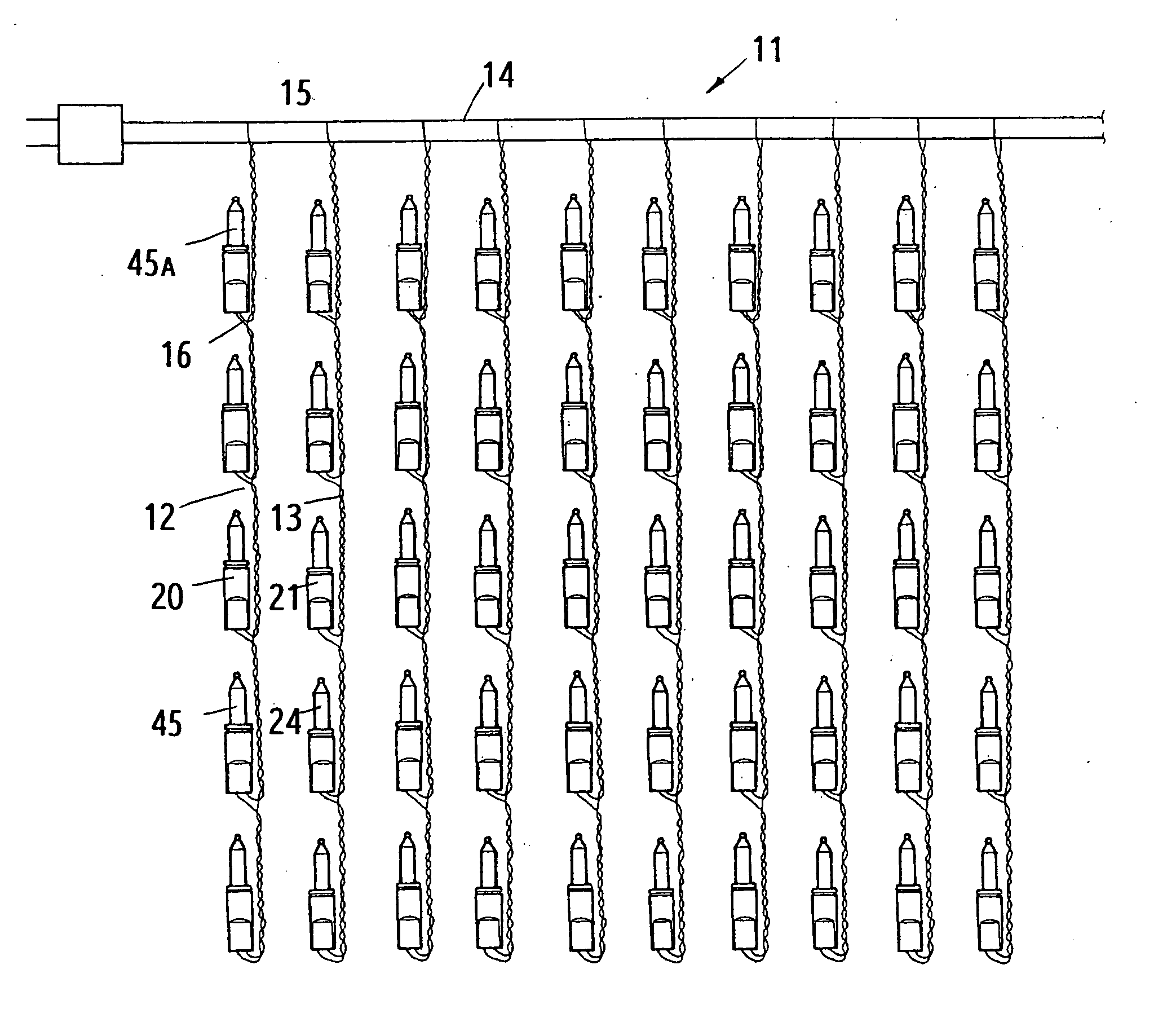 Assembly of a flash-lamp string system