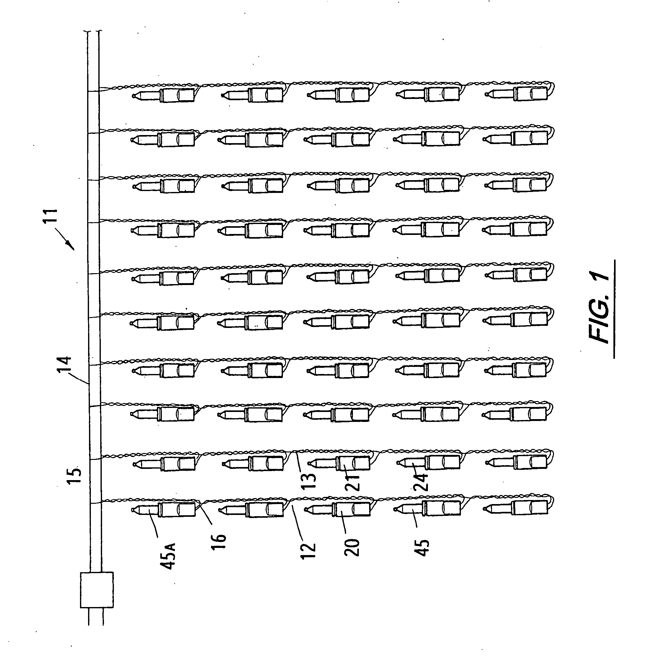 Assembly of a flash-lamp string system