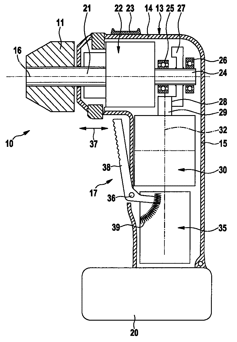 Handheld power tool, in particular power drill or power screwdriver