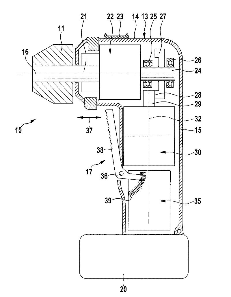 Handheld power tool, in particular power drill or power screwdriver