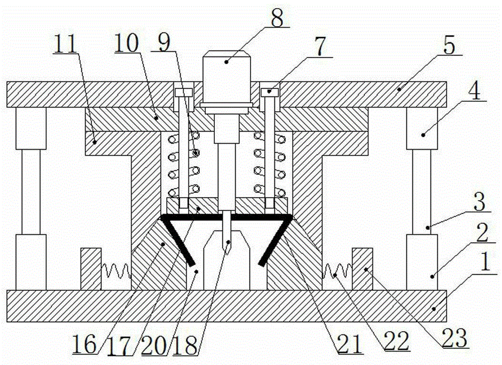 V-shaped bracket blanking and bending die