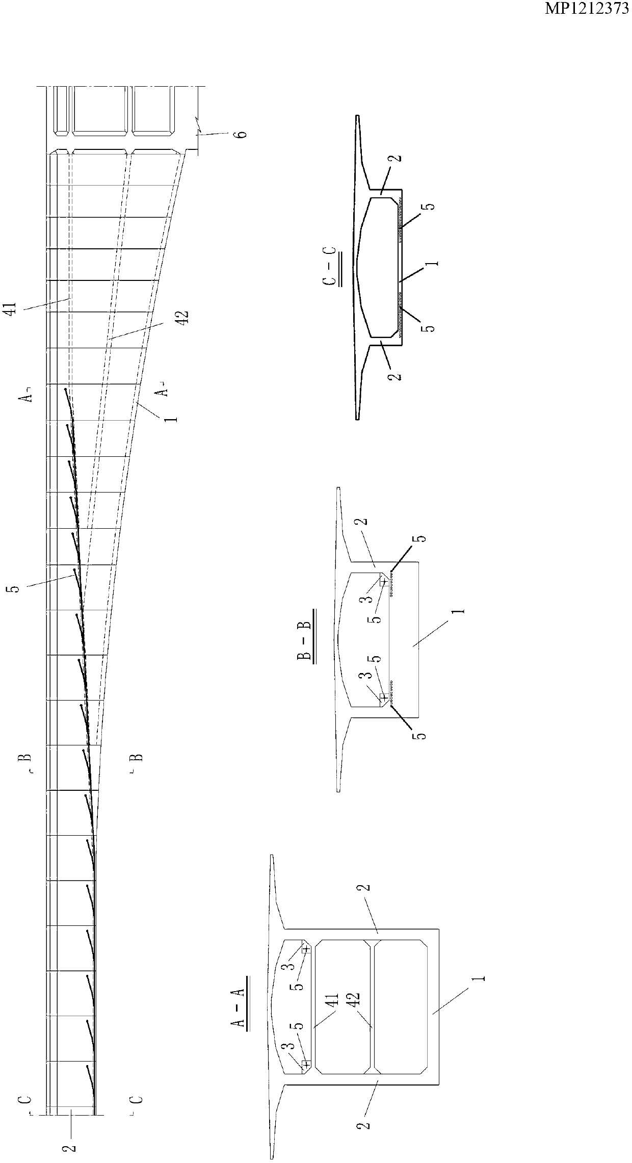 Prestressed concrete variable-cross-section box girder bridge with internal tilted-leg rigid frame and construction method of prestressed concrete variable-cross-section box girder bridge