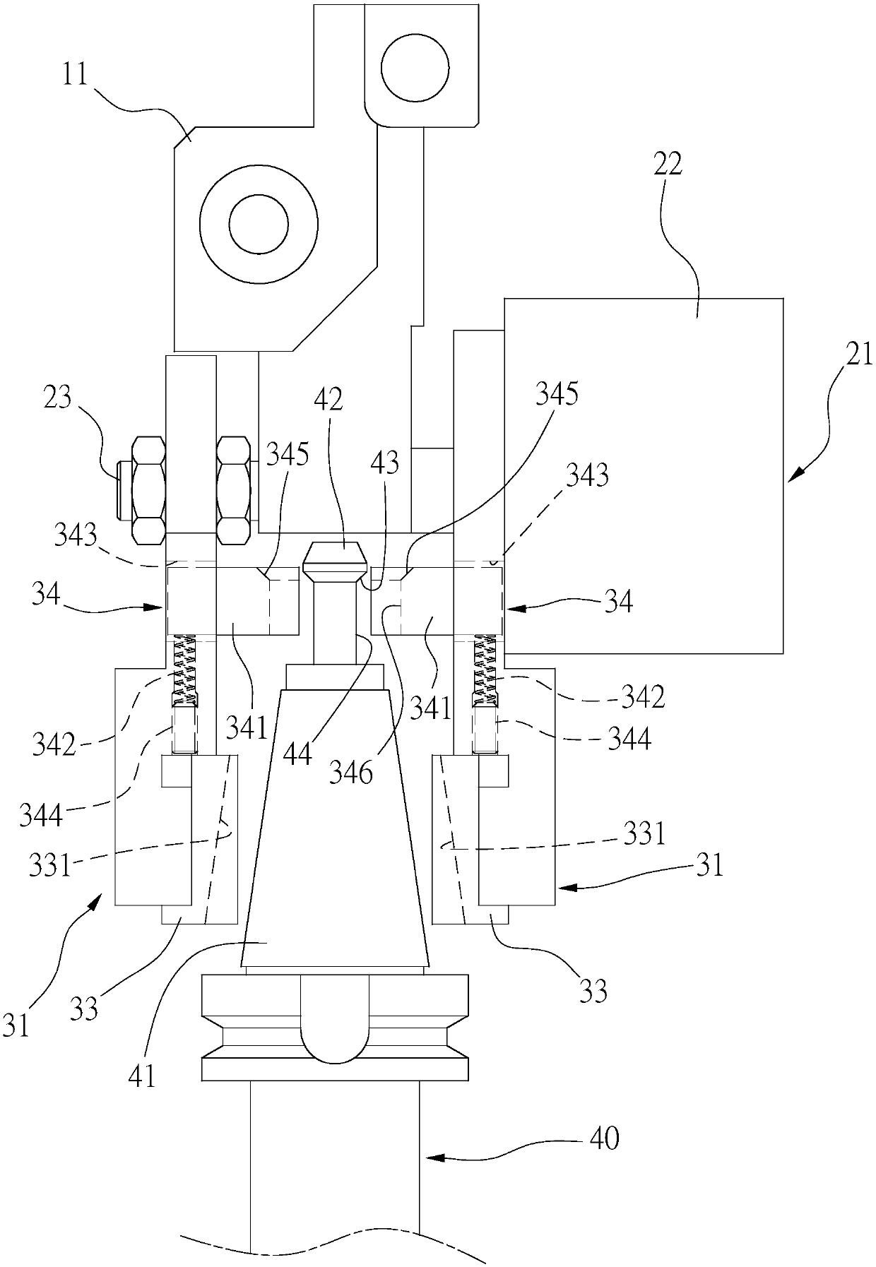 Cutter clamping structure of tool changing mechanism