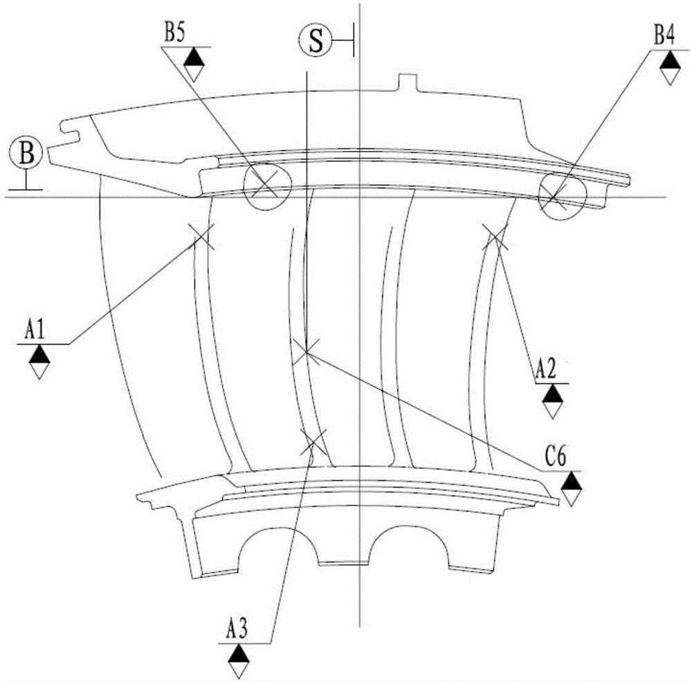 Device for detecting benchmark arc surface of quadruple guide vane