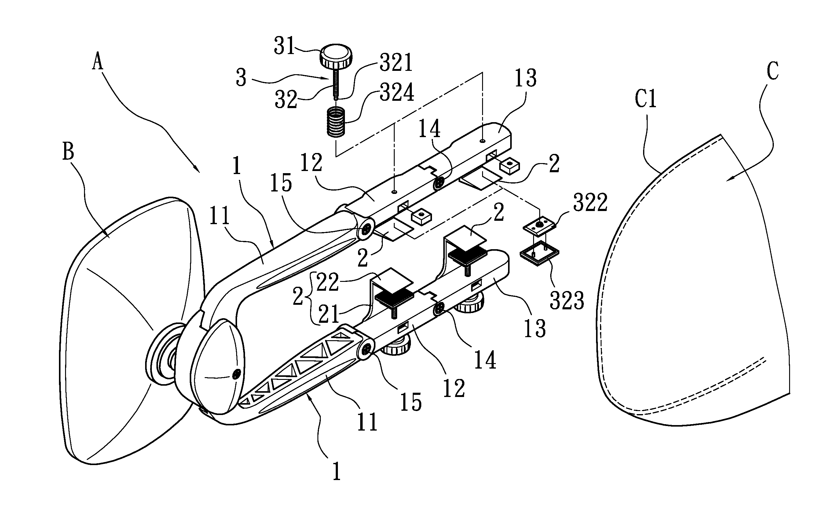 Auxiliary rearview mirror mounting structure