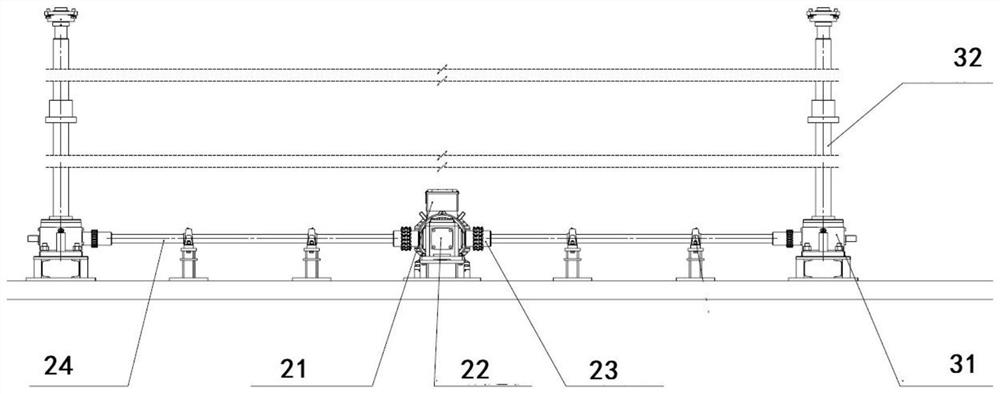 Device for achieving lifting and overturning of large workpiece through gear and rack