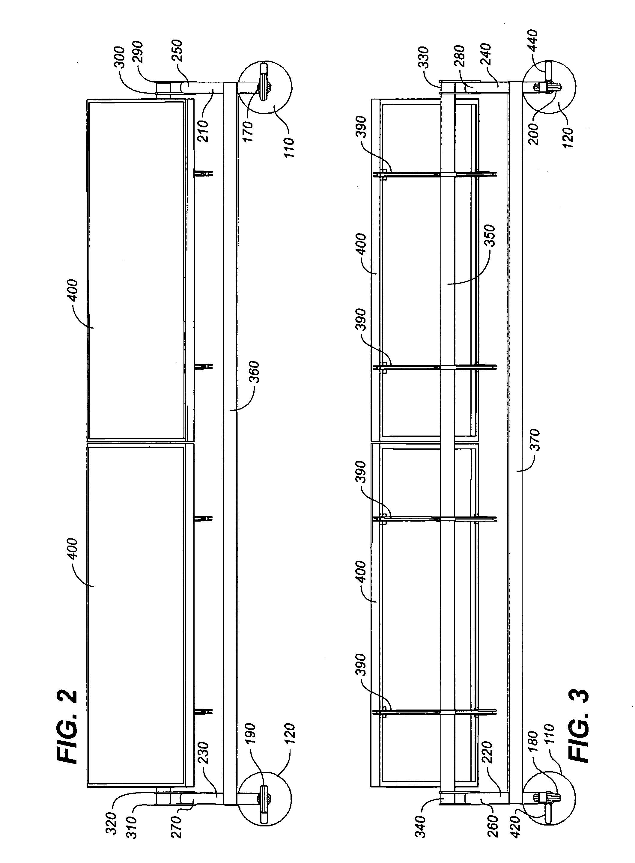 Floating support structure for a solar panel array