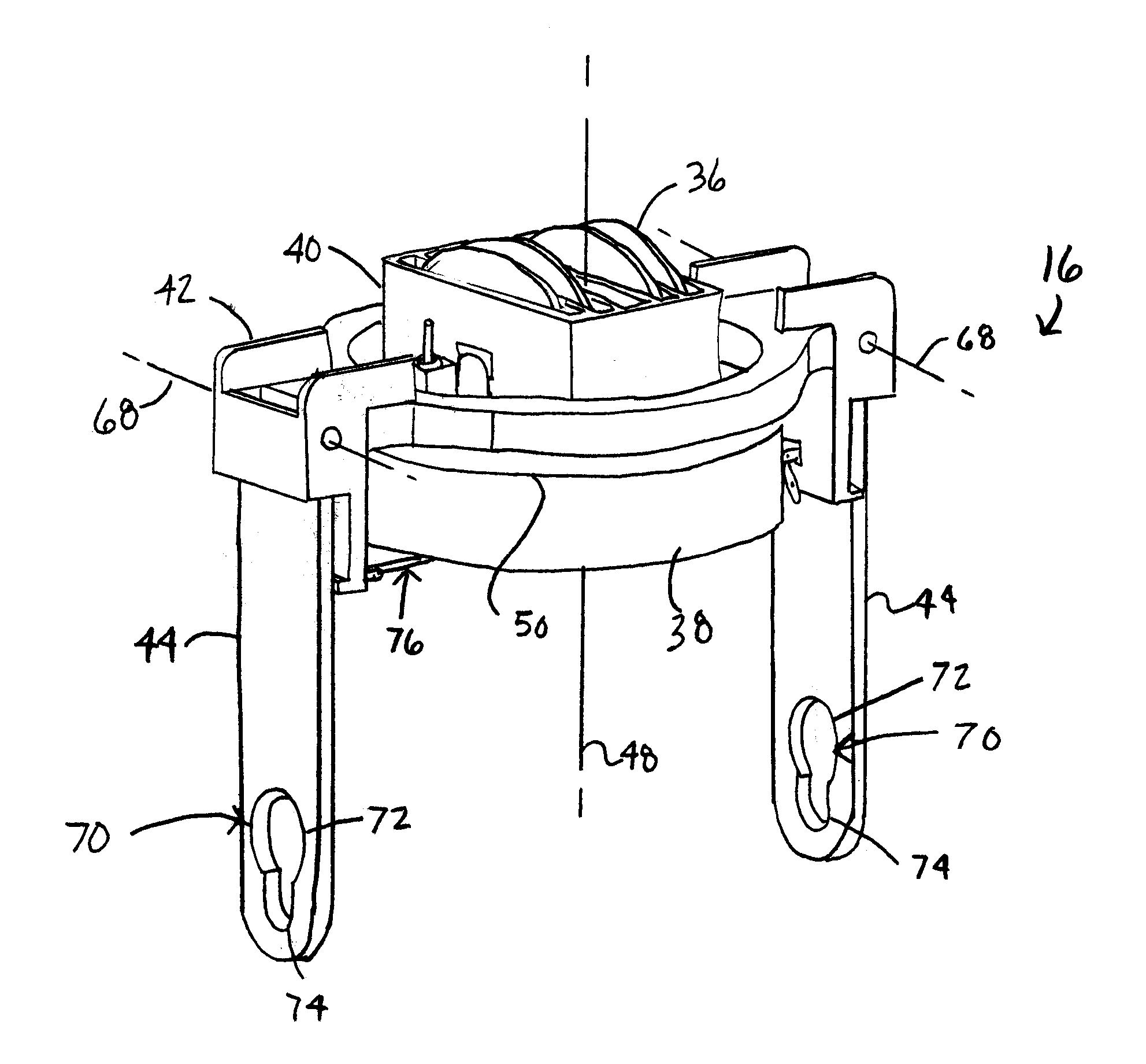 Bottom block assembly with pivoting trunnion paddles