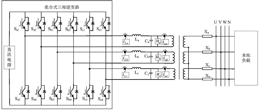 Operation control method for combined three-phase inverter