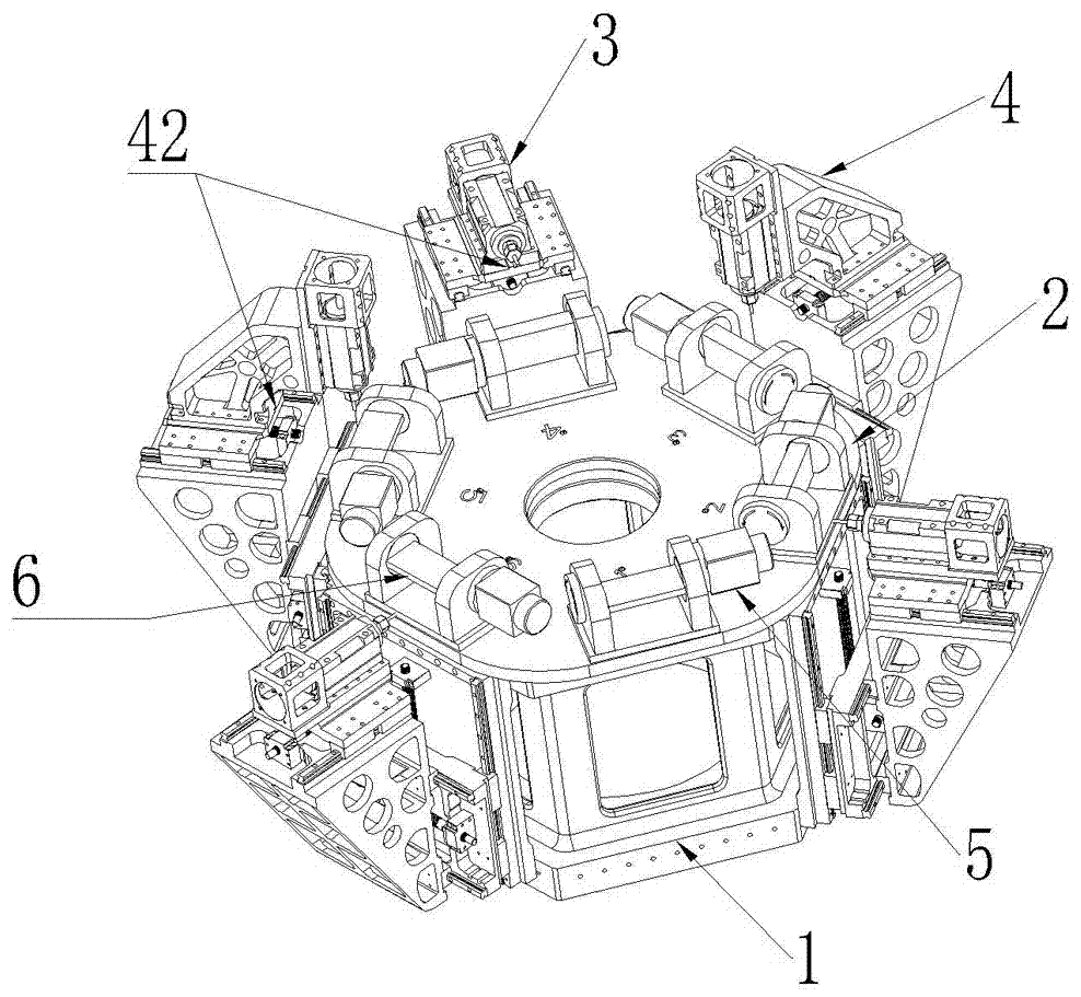 Multistation multiaxis numerical control machining device combining vertical type and horizontal type