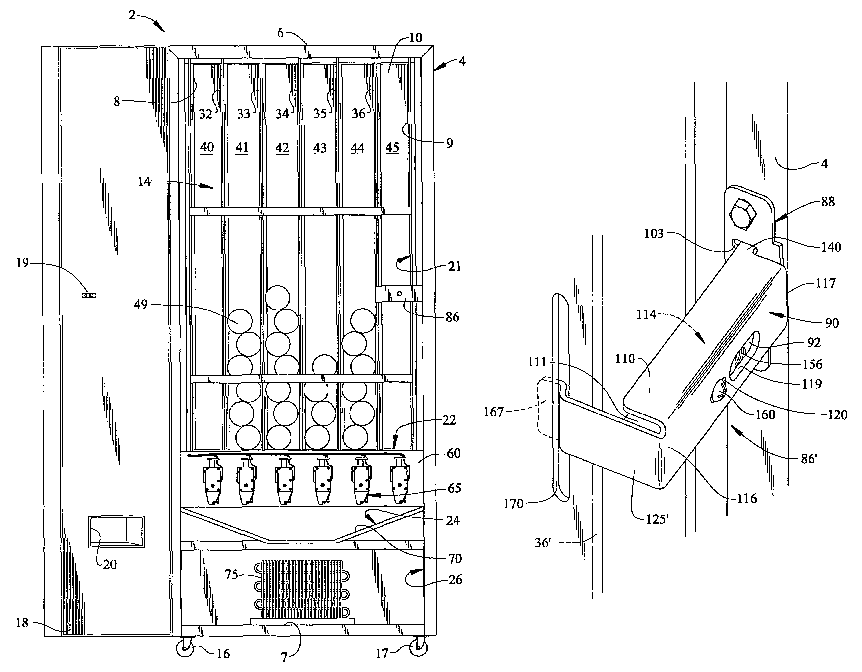 Main door lock housing for a vending machine