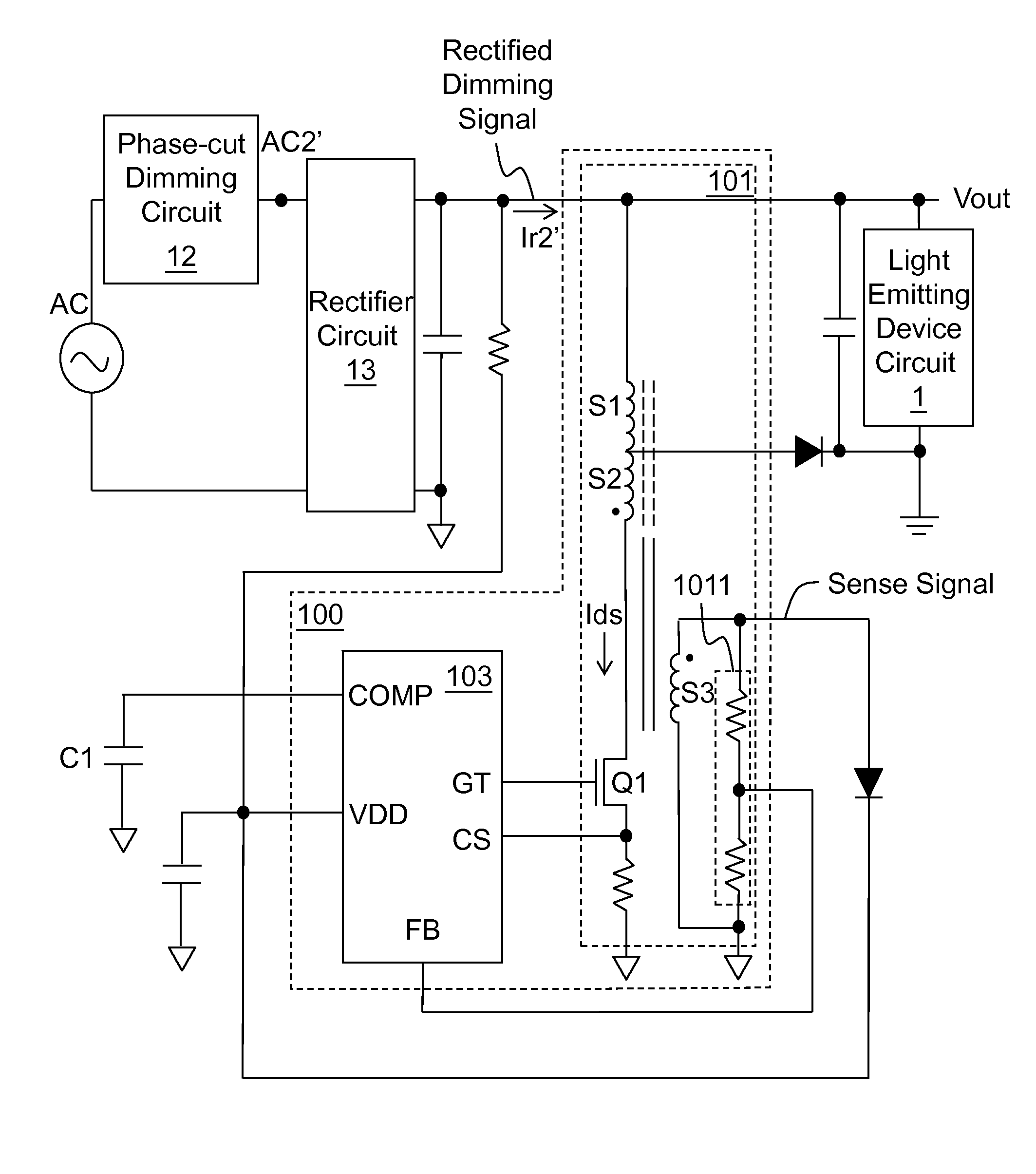 Light emitting device driver circuit and control circuit and control method thereof