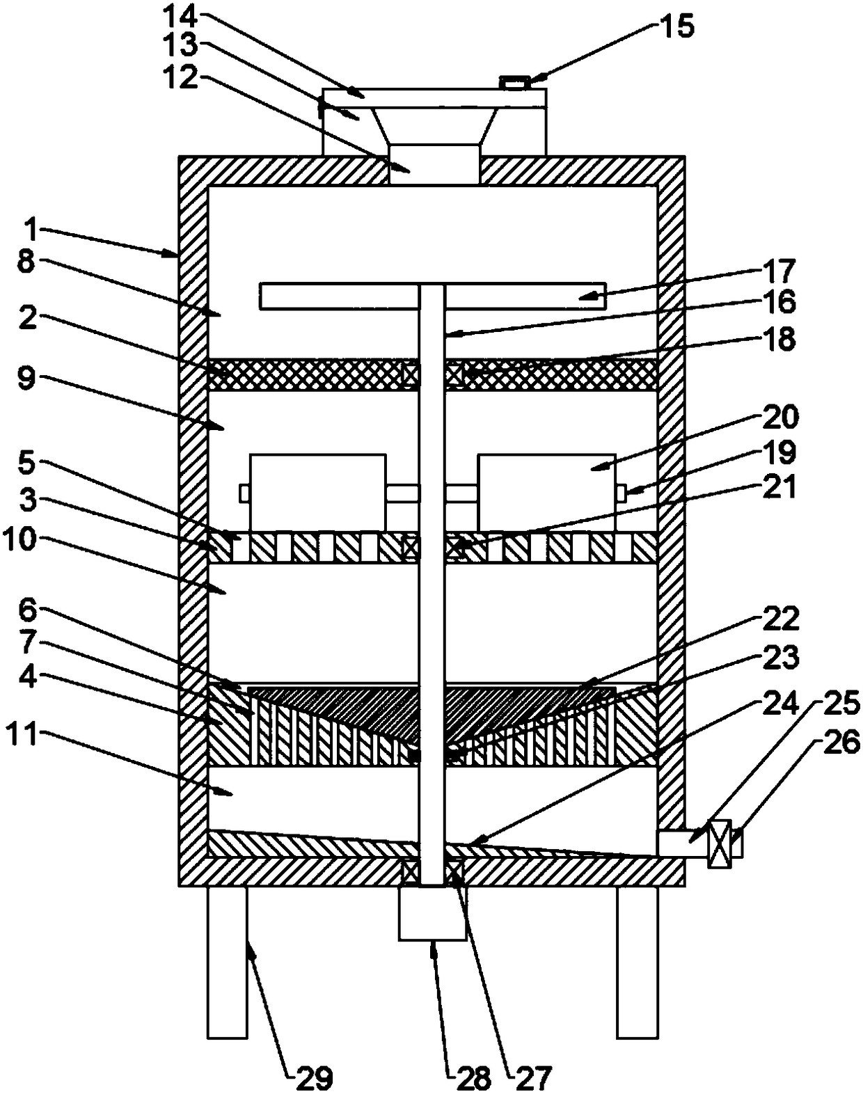 Multi-stage step-by-step-type crushing device for ceramic waste