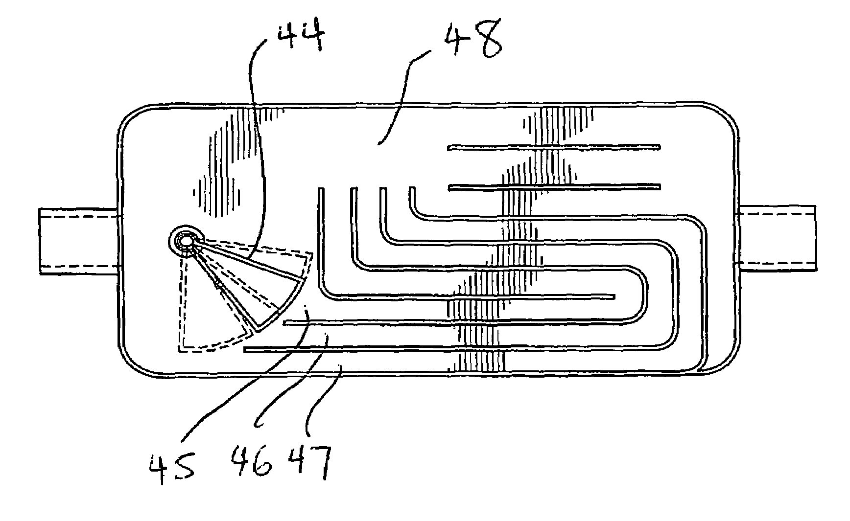 Flow-through mufflers with optional thermo-electric, sound cancellation, and tuning capabilities