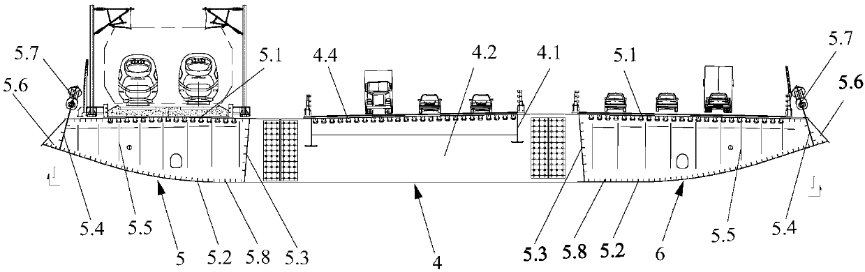 Highway and railway same-floor eccentric-load placed cable-stayed bridge with main girder running through bridge towers