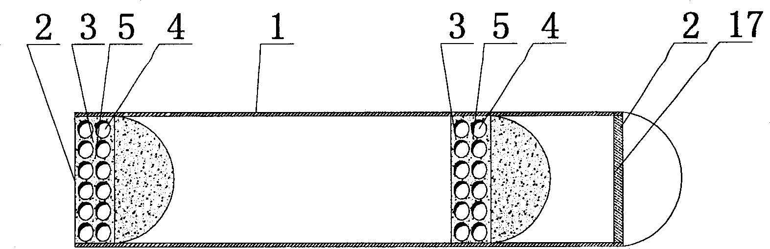 Hollow pipe member for in-situ deposited steel bar reinforced concrete combined structure