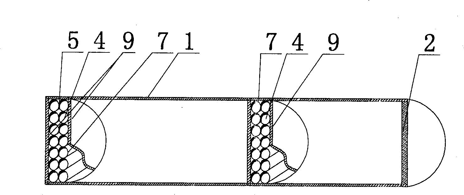 Hollow pipe member for in-situ deposited steel bar reinforced concrete combined structure