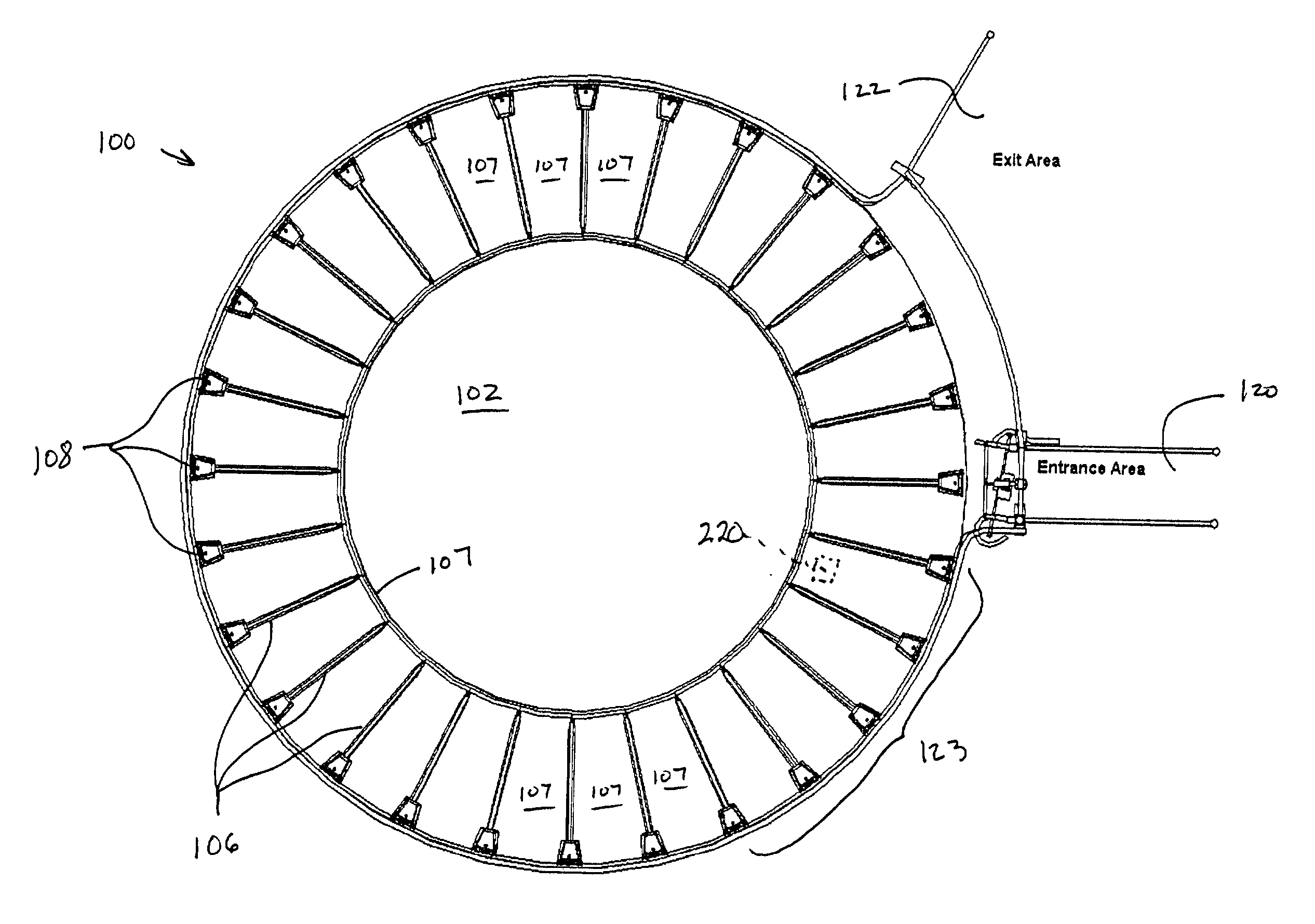 Milker unit detacher for rotary milking parlor