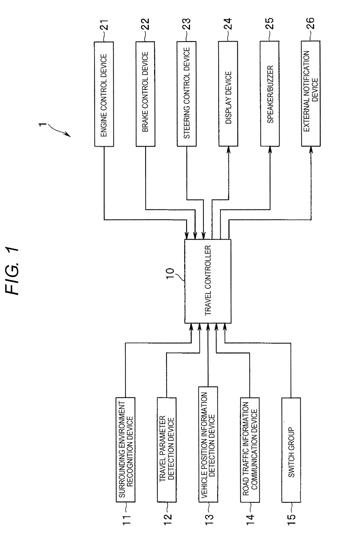 Travel control device for vehicle